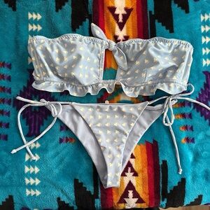For Love And Lemons Light Blue Ruffled Bikini Set